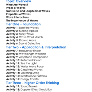 Waves Types And Properties Worksheet Activity Booklet