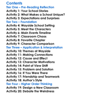 Wayside School Is Falling Down Louis Sachar Worksheet Activity Booklet