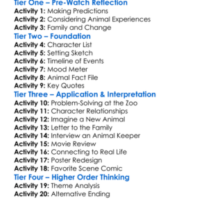 We Bought A Zoo 2011 Worksheet Activity Booklet