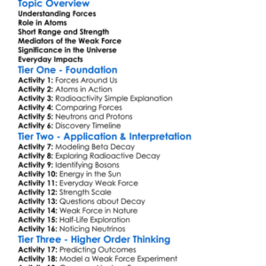 Weak Nuclear Force Worksheet Activity Booklet