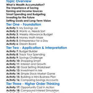 Wealth Accumulation Worksheet Activity Booklet