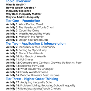 Wealth And Inequality Worksheet Activity Booklet