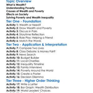 Wealth And Poverty Worksheet Activity Booklet