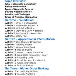 Wearable Computing Worksheet Activity Booklet