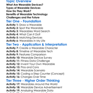 Wearable Devices Worksheet Activity Booklet