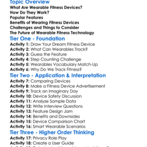 Wearable Fitness Devices Worksheet Activity Booklet