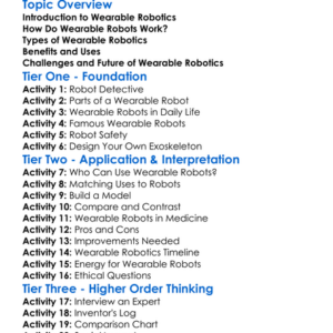 Wearable Robotics Worksheet Activity Booklet