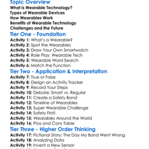 Wearable Technology Basics Worksheet Activity Booklet