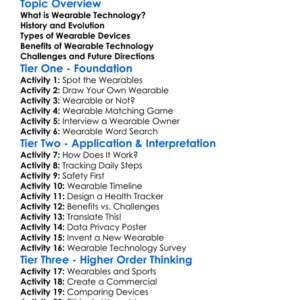Wearable Technology Worksheet Activity Booklet