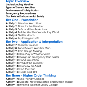 Weather And Environmental Safety Worksheet Activity Booklet