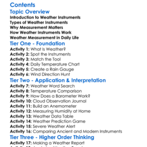 Weather Instruments And Measurement Worksheet Activity Booklet