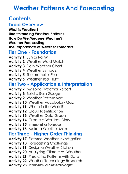 Weather Patterns And Forecasting Worksheet Activity Booklet