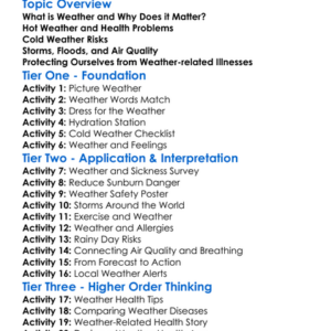 Weather-Related Health Concerns Worksheet Activity Booklet