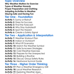 Weather Safety And Exercise Worksheet Activity Booklet
