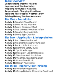 Weather Safety For Outdoor Activities Worksheet Activity Booklet