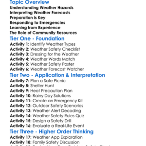 Weather Safety For Outdoor Activity Worksheet Activity Booklet