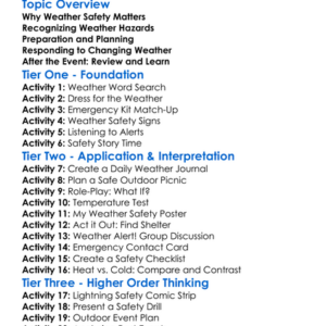 Weather Safety In Outdoor Activities Worksheet Activity Booklet
