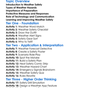 Weather Safety In Outdoor Sports Worksheet Activity Booklet