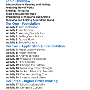Weaving And Knitting Basics Worksheet Activity Booklet