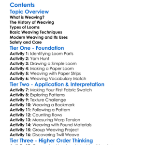 Weaving Techniques And Loom Operation Worksheet Activity Booklet