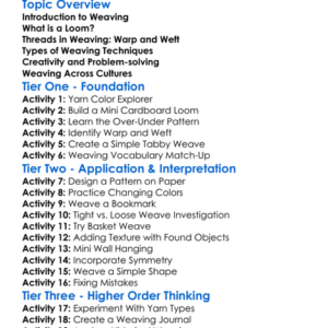 Weaving Techniques And Loom Use Worksheet Activity Booklet