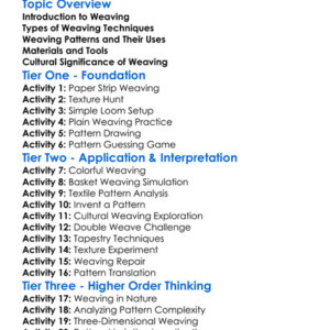 Weaving Techniques And Patterns Worksheet Activity Booklet