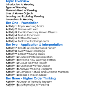Weaving Techniques Worksheet Activity Booklet