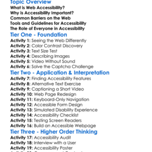 Web Accessibility Worksheet Activity Booklet