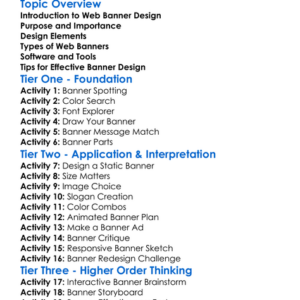 Web Banner Design Worksheet Activity Booklet