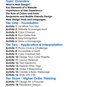 Web Design Basics Worksheet Activity Booklet