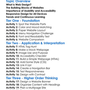 Web Design Fundamentals Worksheet Activity Booklet