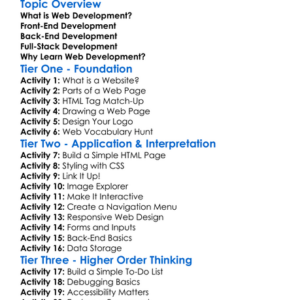 Web Development Basics Worksheet Activity Booklet