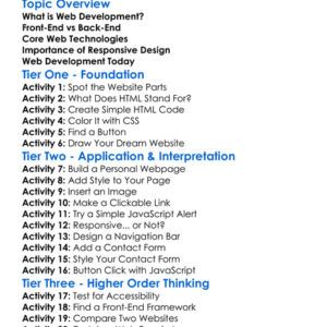 Web Development Fundamentals Worksheet Activity Booklet