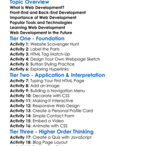 Web Development Worksheet Activity Booklet