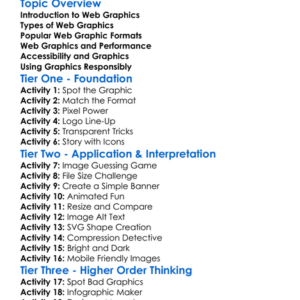 Web Graphics Basics Worksheet Activity Booklet