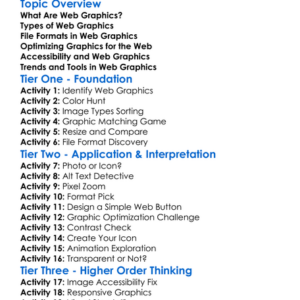 Web Graphics Fundamentals Worksheet Activity Booklet