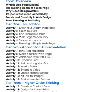 Web Page Design Worksheet Activity Booklet