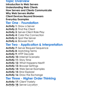 Web Servers And Clients Worksheet Activity Booklet
