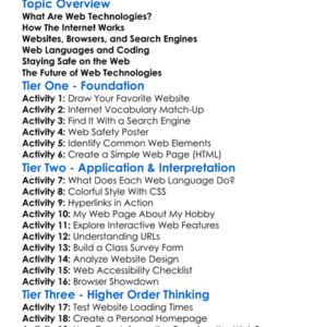 Web Technologies Worksheet Activity Booklet