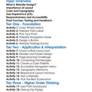 Website Design Principles Worksheet Activity Booklet