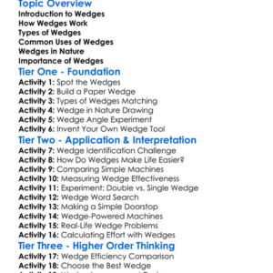 Wedges Worksheet Activity Booklet