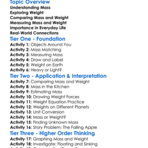 Weight And Mass Worksheet Activity Booklet