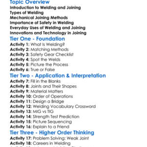 Welding And Joining Techniques Worksheet Activity Booklet