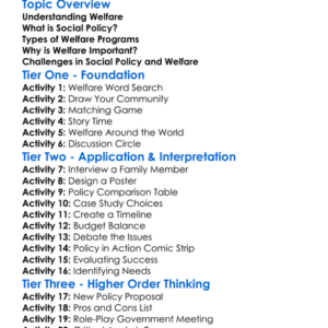 Welfare And Social Policy Worksheet Activity Booklet