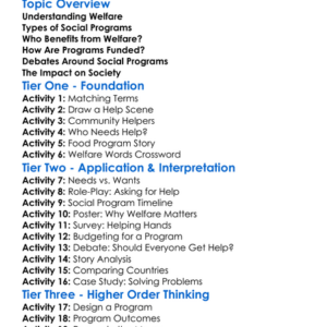 Welfare And Social Programs Worksheet Activity Booklet