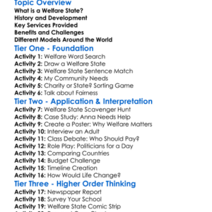 Welfare State Worksheet Activity Booklet