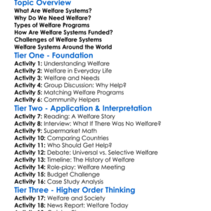 Welfare Systems Worksheet Activity Booklet