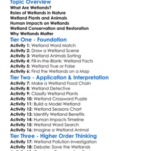 Wetland Ecosystems Worksheet Activity Booklet