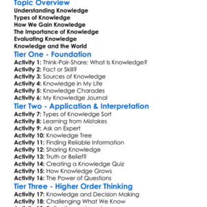 What Is Knowledge Worksheet Activity Booklet