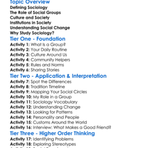 What Is Sociology Worksheet Activity Booklet